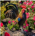 28" Tall Painted Iron Rooster "Hugo"