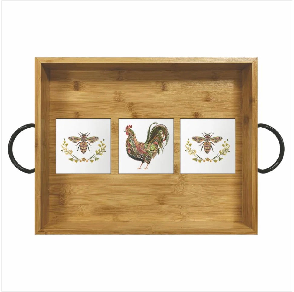 Chickens n' Bees Bamboo Serving Tray