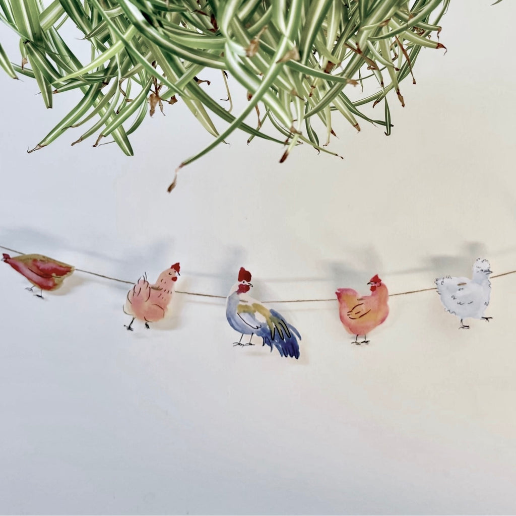 Fanciful Paper Chicken Garland