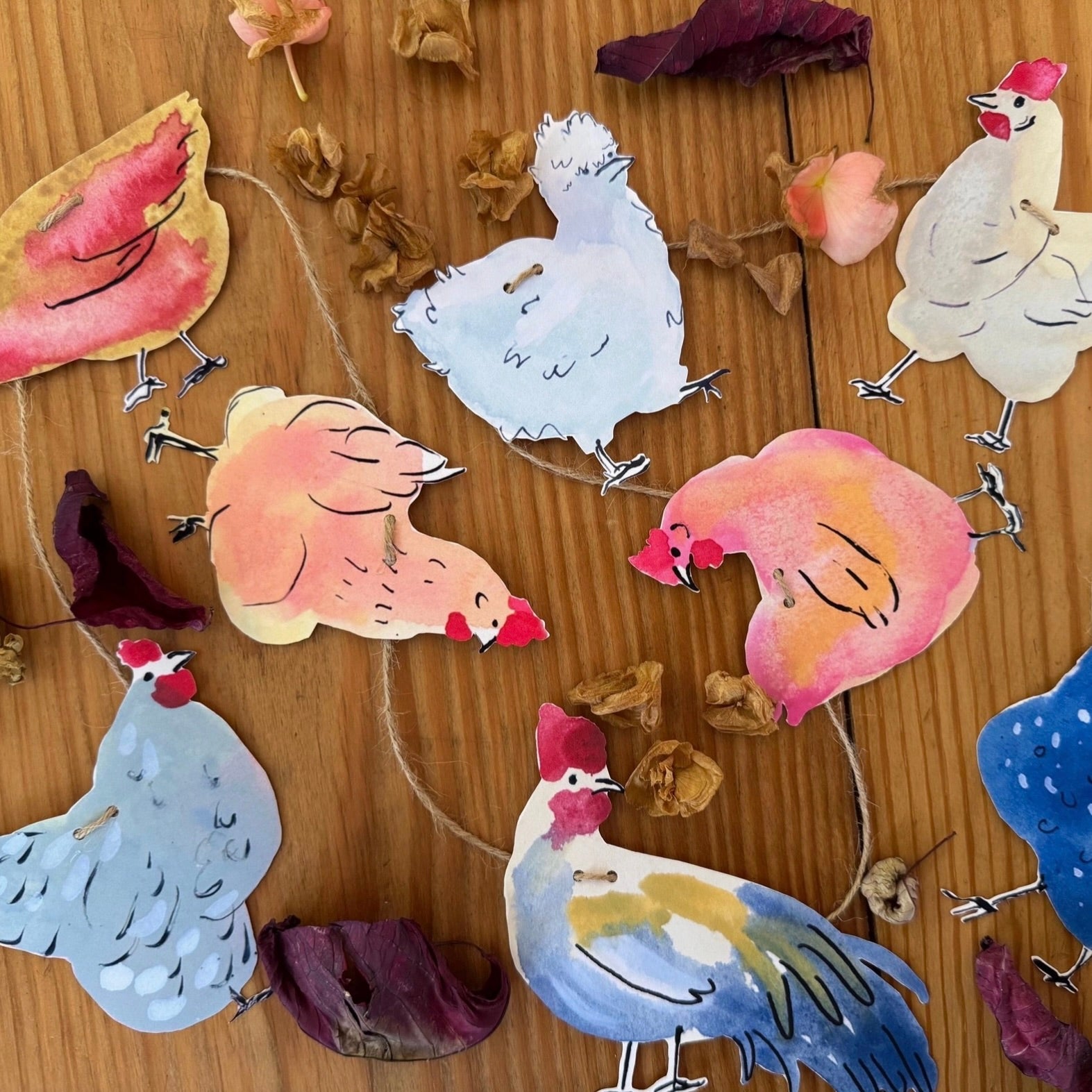Fanciful Paper Chicken Garland
