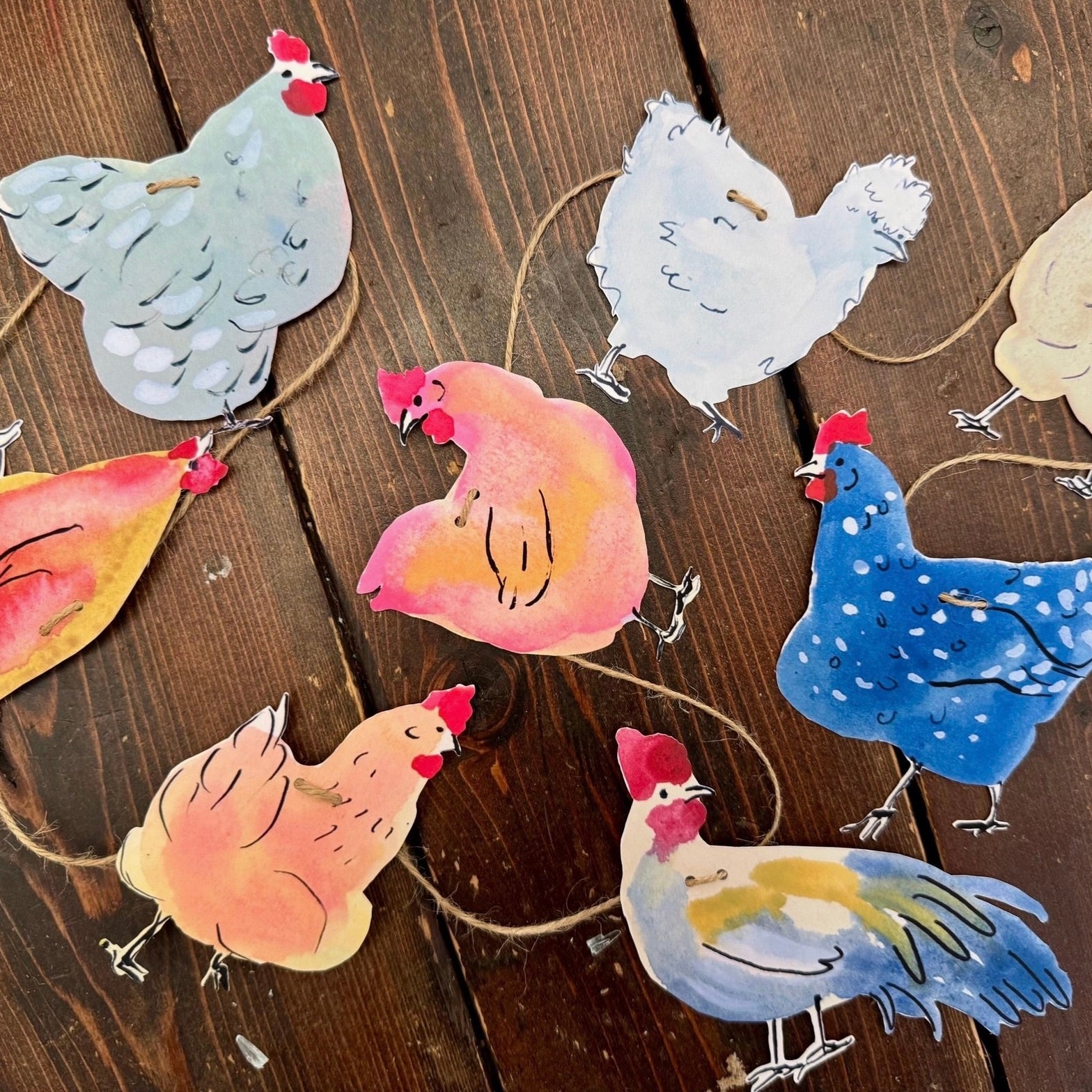 Fanciful Paper Chicken Garland
