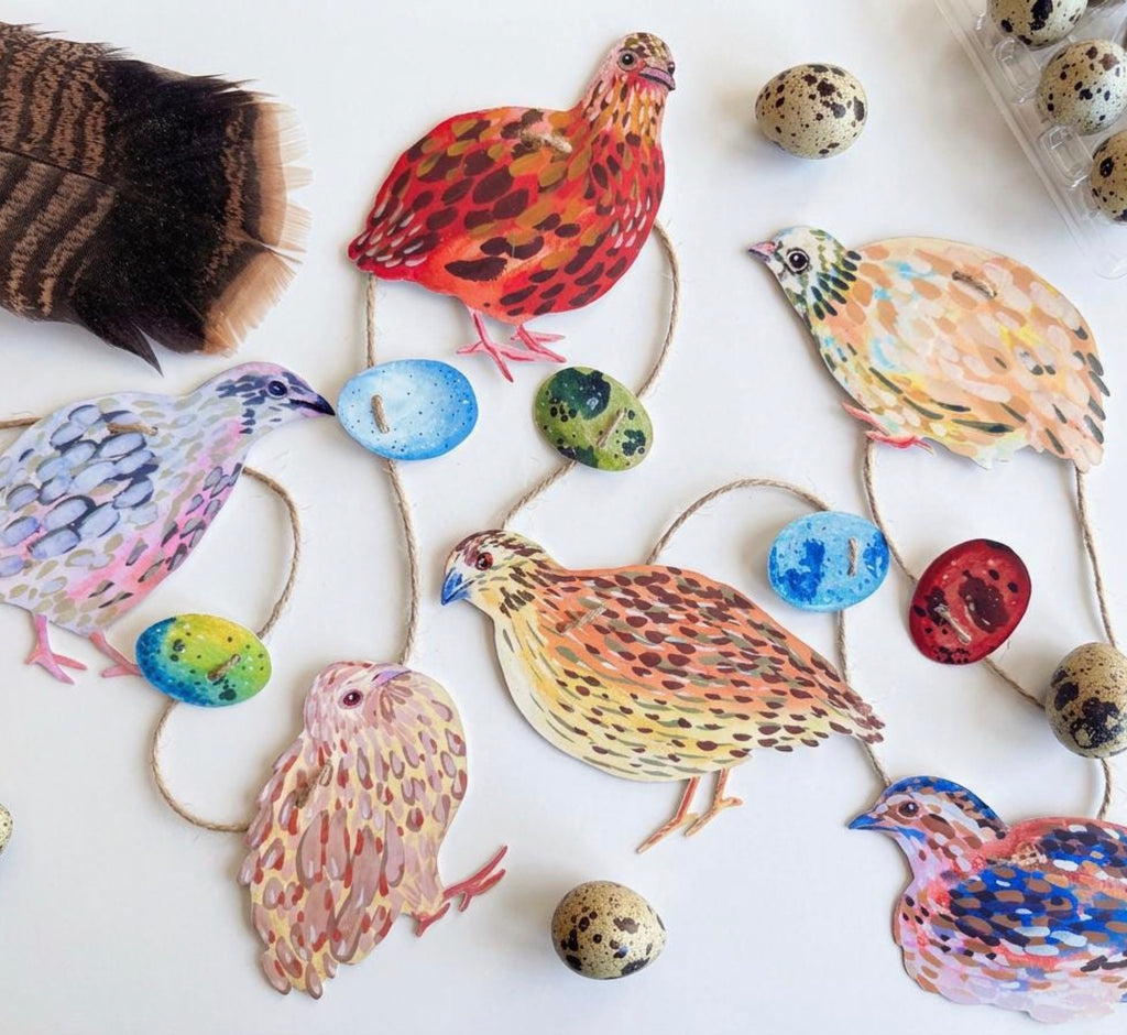 Illustrated Quail Paper Garland
