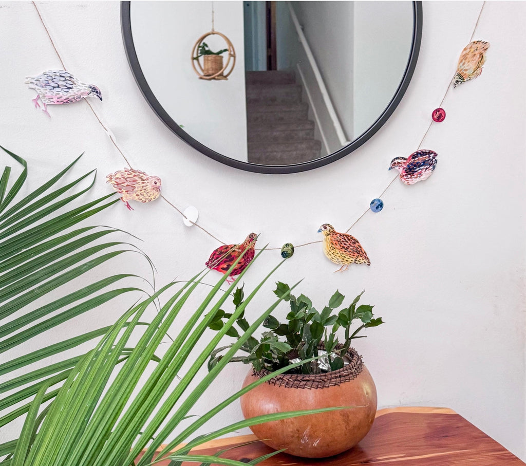 Illustrated Quail Paper Garland