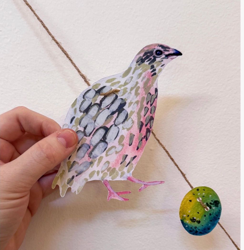 Illustrated Quail Paper Garland