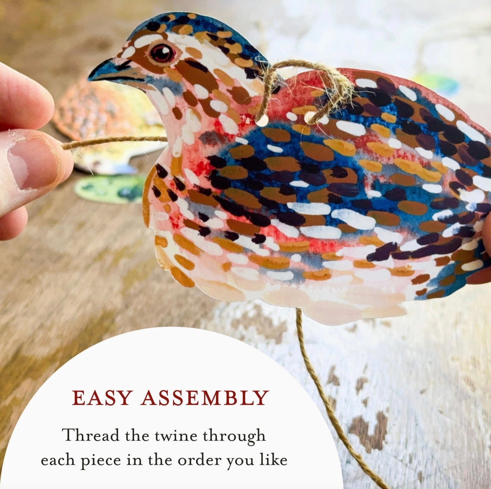 Illustrated Quail Paper Garland