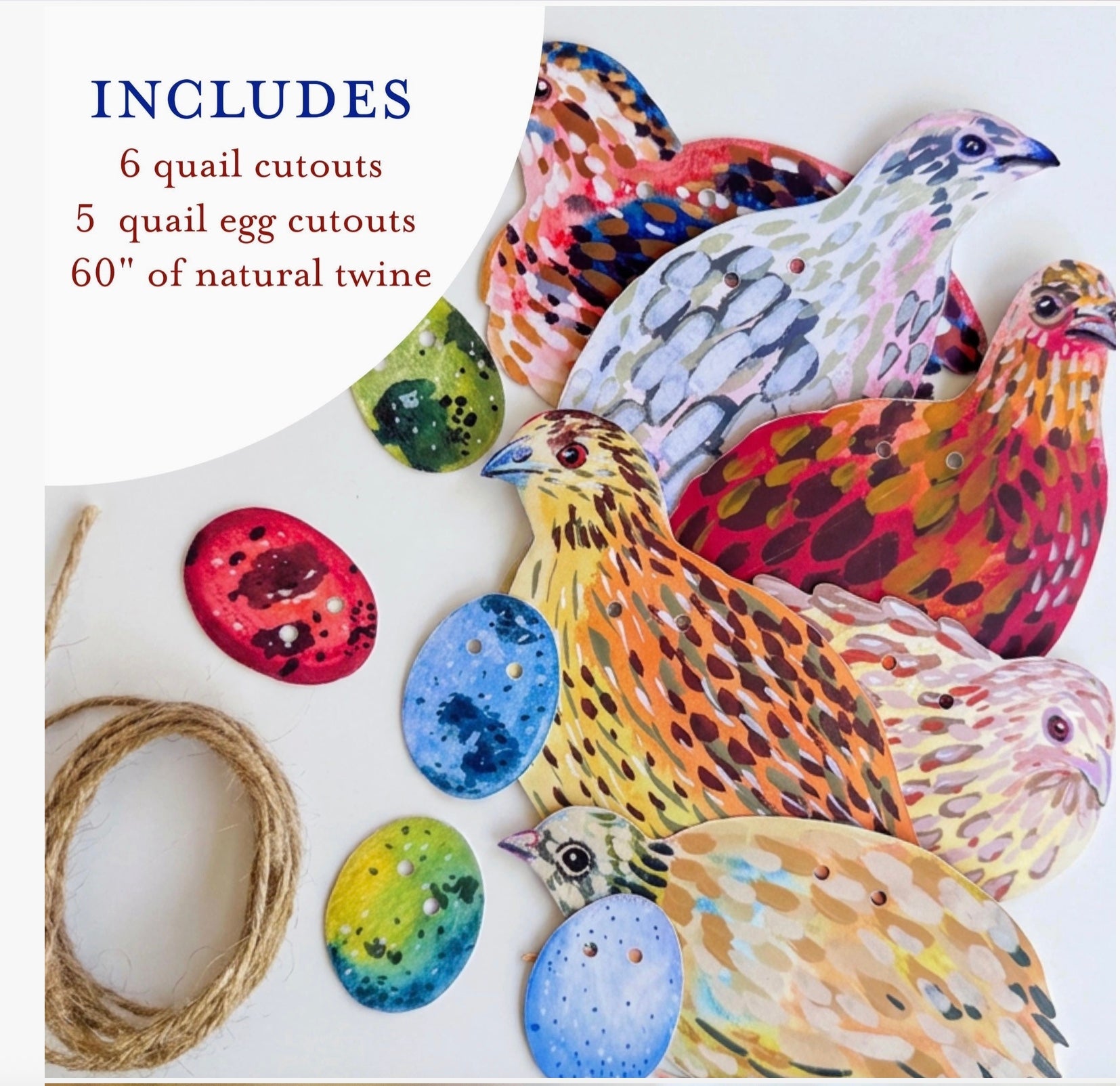 Illustrated Quail Paper Garland