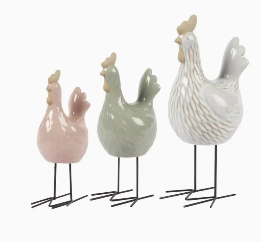 Set of 3 Charming Chickens